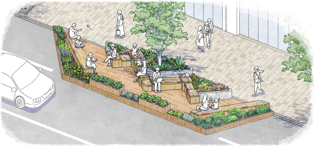 パークレット　車道上の活性化アクティビティ