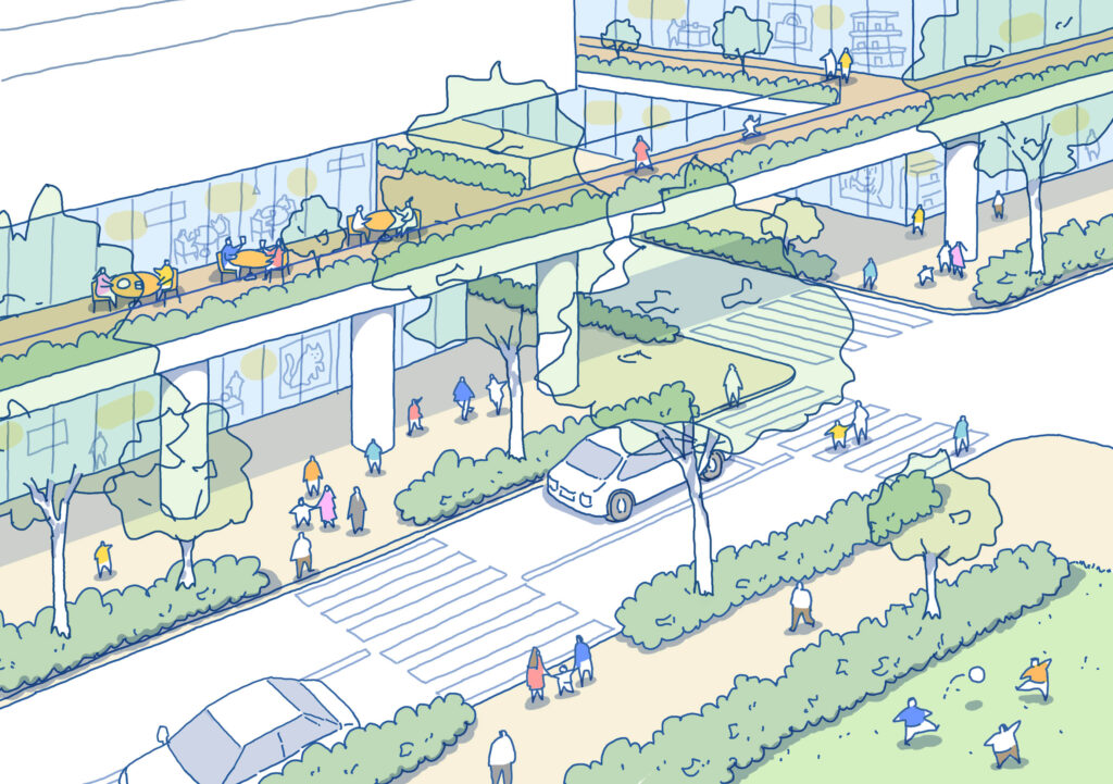 足元の賑わいスケッチ