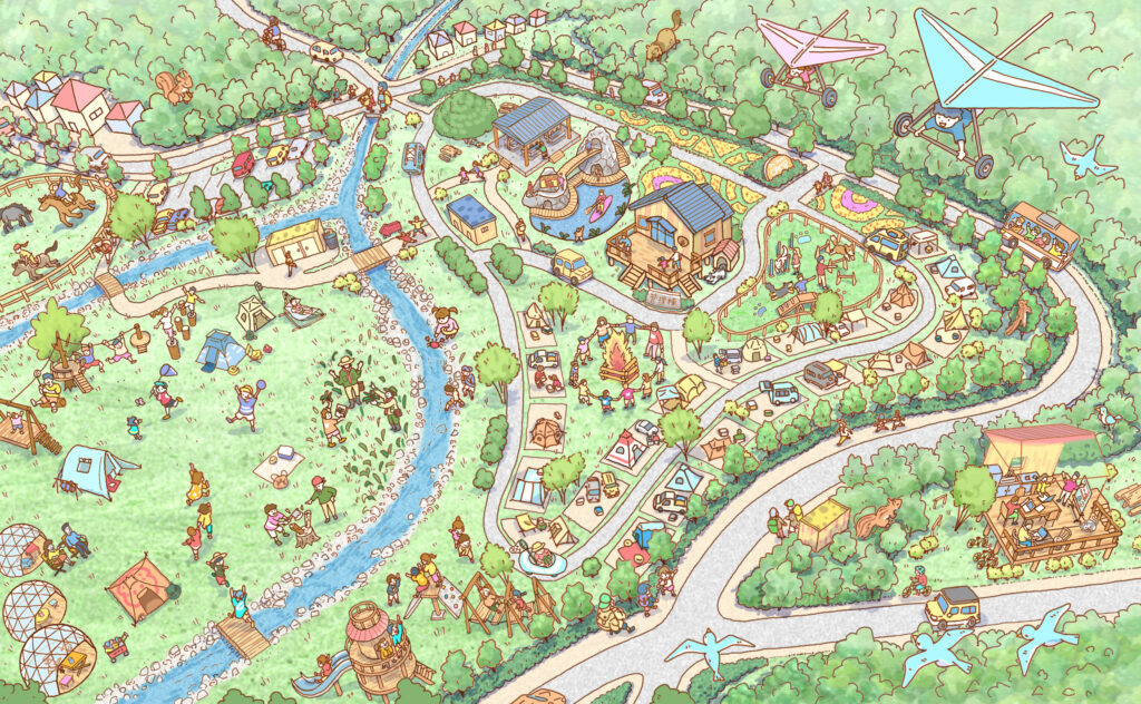 キャンプ場　マップイラスト