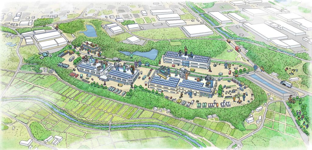 工場の鳥瞰イラスト