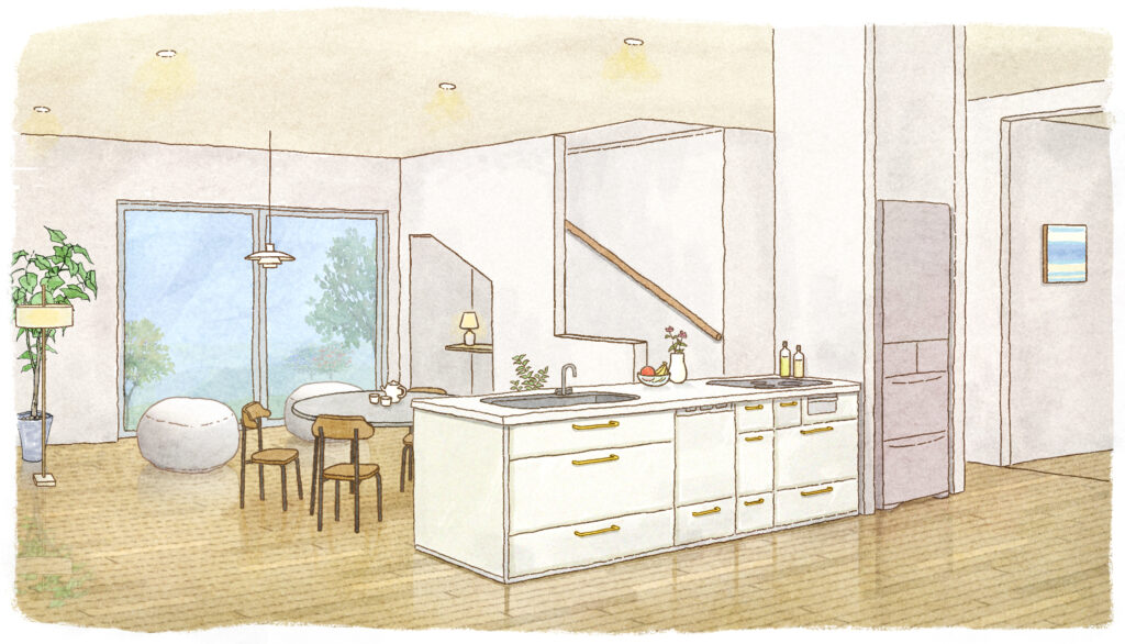 住宅リビング アイレベルパース