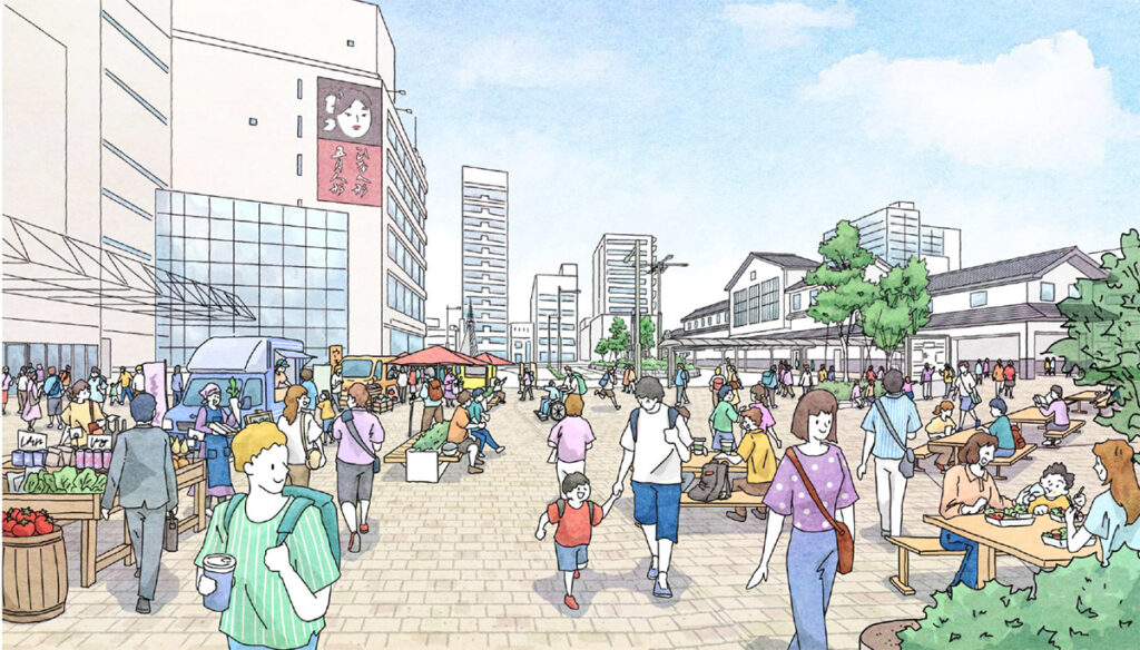 駅前のアイレベルパース